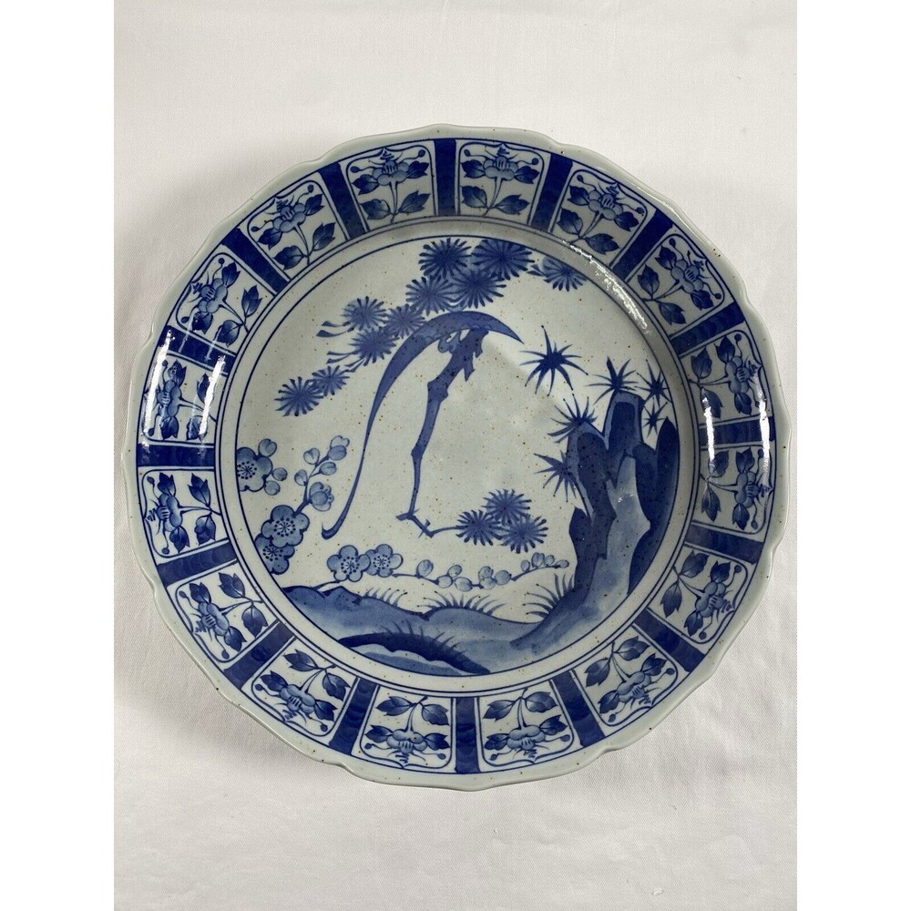 Antique Vintage Ceramic 12”Tray Tree Mountain Floral Scene 景春 Mark #732 READ